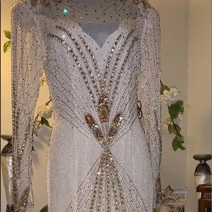 Luxuriously blinged, full length formal wear dress